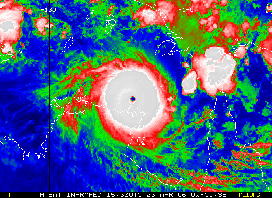 Infrared image of the cyclone Monica